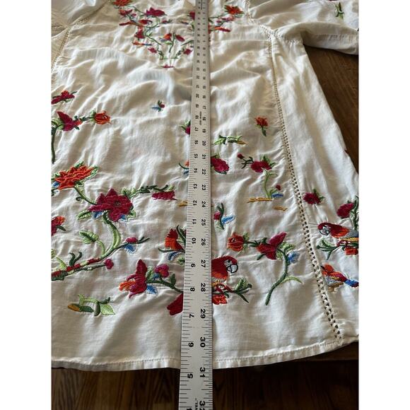 Zara Premium Collection Boho Dress Size XS Embroidered Floral Birds Peasant - Picture 10 of 10